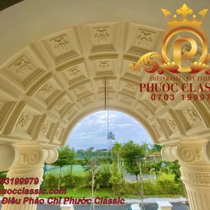 Thi công phù điêu phào chỉ kết hợp đài phun nước kiến trúc châu Âu