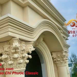 Thi công phù điêu phào chỉ kết hợp đài phun nước kiến trúc châu Âu