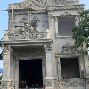 Thi công phù điêu phào chỉ kết hợp đài phun nước kiến trúc châu Âu
