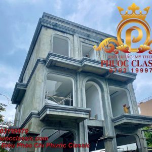 Thi công phù điêu phào chỉ kết hợp đài phun nước kiến trúc châu Âu