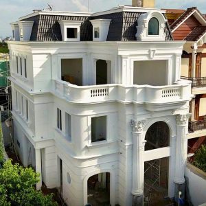 Thi công phù điêu phào chỉ kết hợp đài phun nước kiến trúc châu Âu