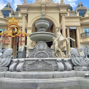Thi công phù điêu phào chỉ kết hợp đài phun nước kiến trúc châu Âu